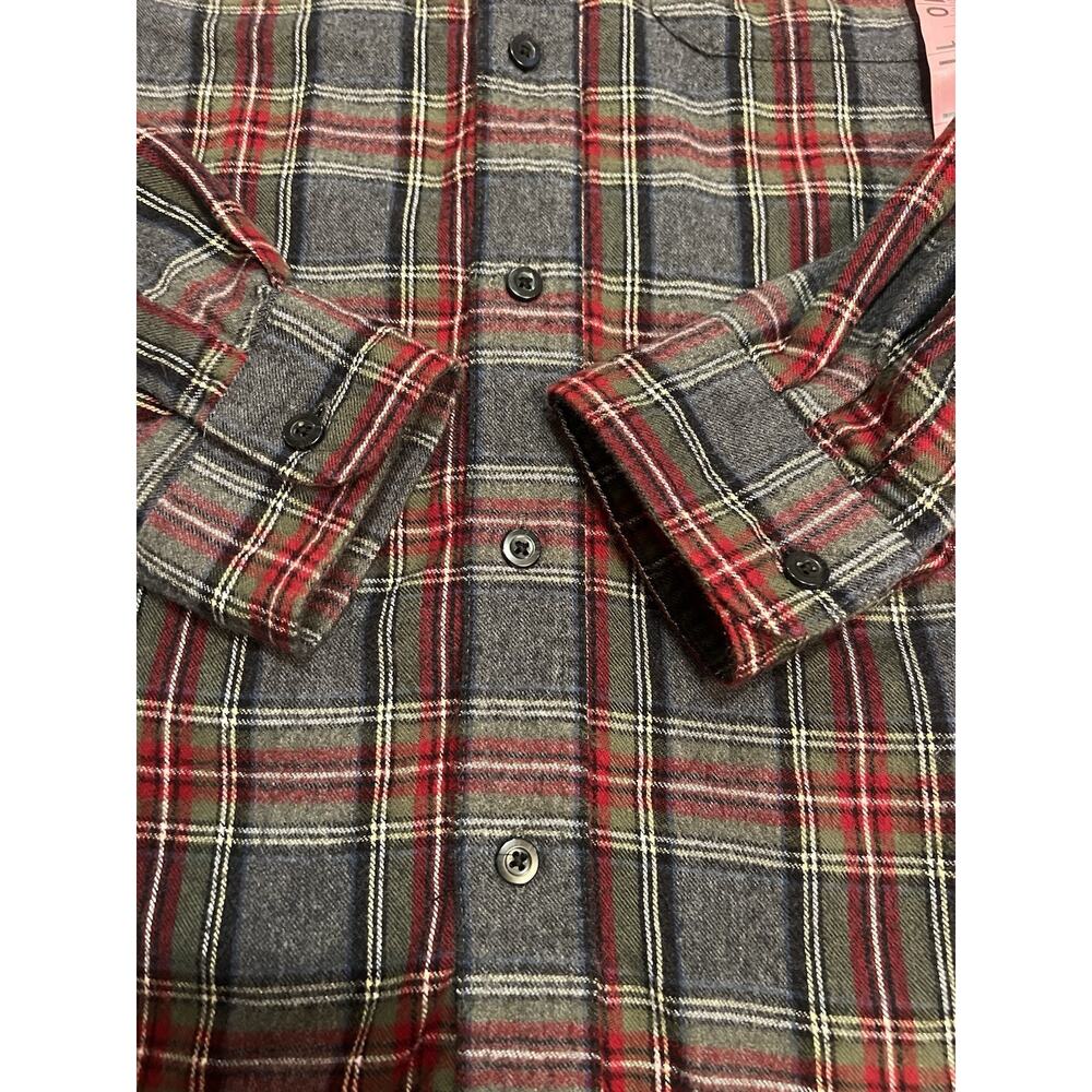 LL Bean Mens Flannel Shirt Large Traditional Fit Grey Red Plaid Cotton 228061 - Picture 8 of 8
